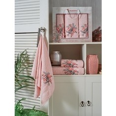 Набор из 3 полотенец Juanna Batik махра (50x90-2/70x140-1) 3 штуки (9722 персиковый)