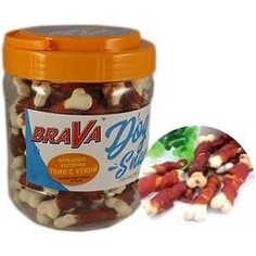 Лакомство BraVa Dog Snacks кальциевая косточка твин с уткой для собак 700 г (110699)