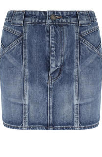 Джинсовая мини-юбка с потертостями Saint Laurent
