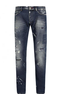 Джинсы прямого кроя с потертостями Philipp Plein