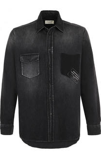 Джинсовая рубашка с потертостями Saint Laurent
