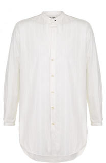 Хлопковая рубашка асимметричного кроя Saint Laurent