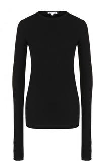 Однотонный хлопковый лонгслив с круглым вырезом Helmut Lang