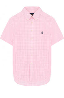 Хлопковая рубашка с воротником button down и коротким рукавом Polo Ralph Lauren
