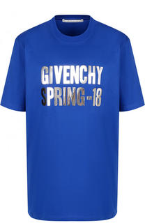 Хлопковая футболка свободного кроя с логотипом бренда Givenchy