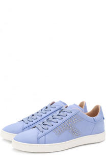 Кожаные кеды с заклепками на шнуровке Tod’s