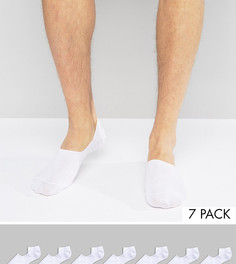 7 пар белых невидимых носков ASOS - СКИДКА - Белый