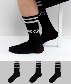 3 пары черных спортивных носков Nicce London - Черный