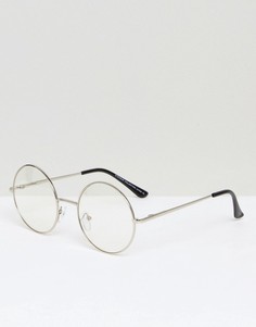 Круглые очки с прозрачными стеклами 7X - Черный