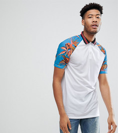 Поло из пике с цветочным принтом на рукавах ASOS DESIGN Tall - Белый