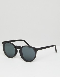 Круглые солнцезащитные очки в черной матовой оправе с дымчатыми стеклами ASOS - Черный