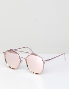 Розовые круглые солнцезащитные очки с золотистыми стеклами ASOS - Розовый