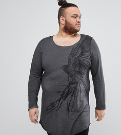 Длинный выбеленный лонгслив с принтом ASOS DESIGN Plus - Серый