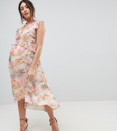 Платье с цветочным принтом и оборками Hope & Ivy Maternity - Мульти