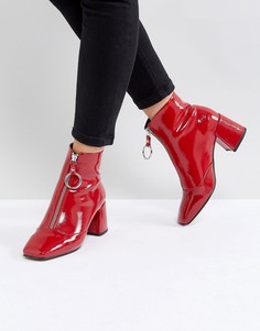 Лакированные сапоги на среднем каблуке ASOS ROSEMARY - Красный