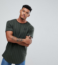 Обтягивающая футболка в полоску цвета хаки SikSilk эксклюзивно для ASOS - Зеленый