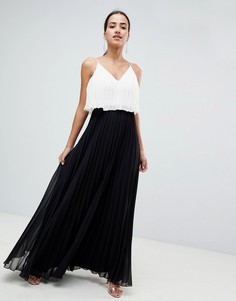 Плиссированное платье миди колор блок с кроп-топом ASOS DESIGN - Мульти
