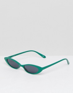 Модные солнцезащитные очки в зеленой оправе кошачий глаз ASOS - Зеленый