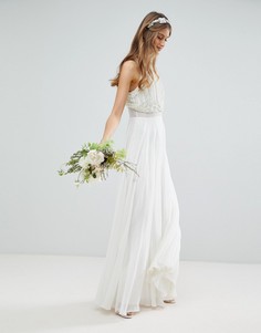 Платье макси с отделкой искусственным жемчугом ASOS EDITION Wedding - Белый