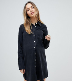 Черное выбеленное джинсовое платье-рубашка с длинными манжетами ASOS MATERNITY - Черный