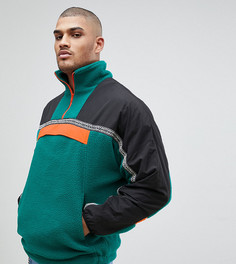 Зеленая флисовая ветровка с отделкой с ацтекским узором ASOS TALL - Зеленый