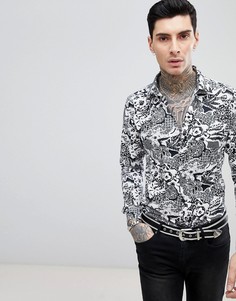 Рубашка узкого кроя с длинными рукавами и абстрактным принтом Devils Advocate - Черный
