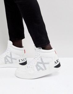 Белые высокие кроссовки с перфорацией и логотипом Armani Exchange - Белый