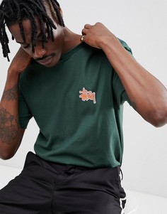 Зеленая футболка с шахматным принтом на спине Stussy - Зеленый