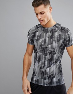 Обтягивающая футболка с геометрическим принтом ASOS 4505 - Серый