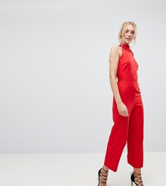 Комбинезон без рукавов с широкими штанинами и оборкой Fashion Union Tall - Красный
