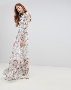 Платье макси с цветочным принтом и оборками Glamorous - Кремовый