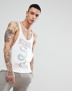 Майка-борцовка с необработанным краем и принтом Nirvana ASOS DESIGN - Белый