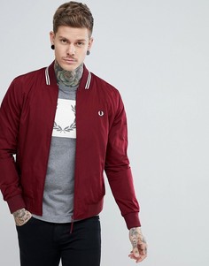 Бордовый бомбер с контрастной отделкой Fred Perry - Красный