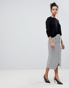 Двубортная юбка-карандаш в клетку ASOS DESIGN - Мульти