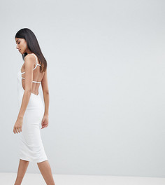Креповое платье миди с квадратным вырезом и открытой спиной ASOS TALL - Белый