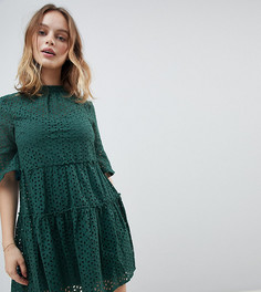 Свободное платье с вышивкой ришелье New Look Petite - Зеленый