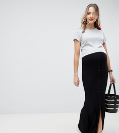 Юбка макси на пуговицах и с разрезом ASOS DESIGN Maternity - Черный