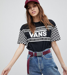 Футболка с шахматным принтом на рукавах эксклюзивно для Vans - Черный