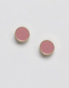 Розовые эмалевые серьги-гвоздики Pieces - Розовый
