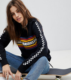 Свитшот с шахматным принтом на рукавах эксклюзивно от Vans - Черный