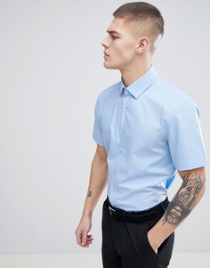 Строгая приталенная рубашка с короткими рукавами Calvin Klein - Синий