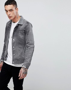 Серая джинсовая куртка с вельветовым воротником AllSaints - Серый