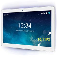 Планшет GINZZU GT-1050, 1GB, 16GB, 3G, 4G, Android 7.0 белый [00-00001052]