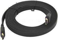 Кабель аудио-видео FLAT, HDMI (m) - HDMI (m) , ver 1.4, 3м, FLAT черный Noname