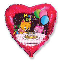 Шар фольгированный Flexmetal Happy Birthday Котята с тортом 1260842