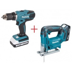 Набор аккумуляторного инструмента makita dk18298x1: дрель-шуруповерт df457d + лобзик jv183d