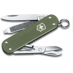 Нож-брелок victorinox classic alox 58 мм, 5 функций, зелёный 0.6221.l17