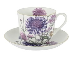Чашка с блюдцем (сиреневые цветы)  "Лаура" в подарочной упаковке Anna Lafarg Stechcol