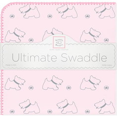 Пеленка фланель для новорожденного SwaddleDesigns Ultimate Gray Doggie Pink