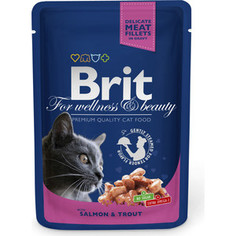 Паучи Brit Premium Cat Salmon & Trout с лососем и форелью для кошек 100г (100306) Brit*